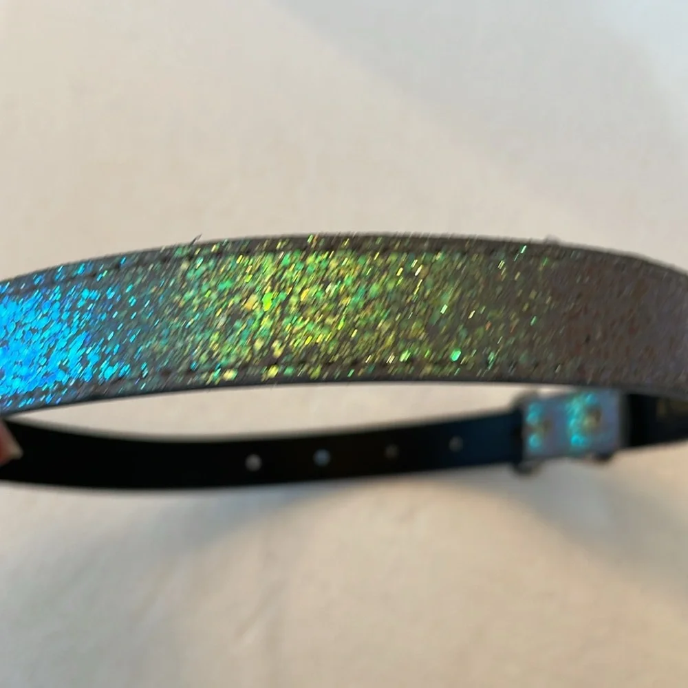 Glitter belt sparkle embellished silver girls size M